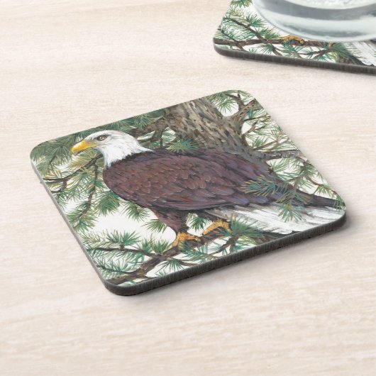 Bald Eagle auf Zweig Getränkeuntersetzer (Linke Seite)