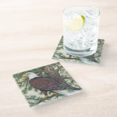 Bald Eagle auf Zweig Glasuntersetzer (Schrägansicht)