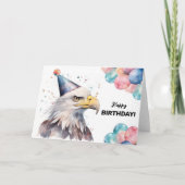 Bald Eagle Balloons und Party Hat Happy Birthday Karte (Vorderseite)
