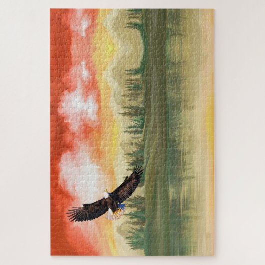 Bald Eagle bei Sonnenuntergang Puzzle (Vertikal)