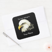 Bald Eagle Bird, Dieses Buch gehört Buchzeichen Quadratischer Aufkleber (Umschlag)