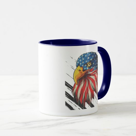 Bald Eagle Bird USA Flag Cry Patriotic Tasse (VorderseiteRechts)