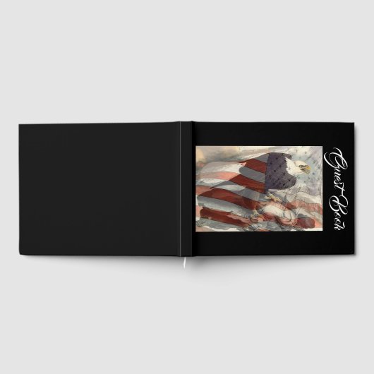 Bald Eagle Bird USA Flag Patriot Vet Guest Book Gästebuch (Voll)