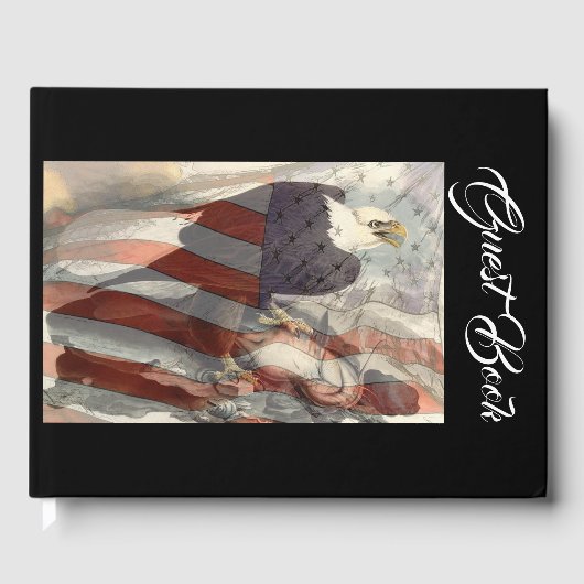 Bald Eagle Bird USA Flag Patriot Vet Guest Book Gästebuch (Vorderseite)