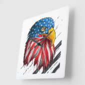 Bald Eagle Bird USA Flag Symbol Quadratische Wanduhr (Winkel)