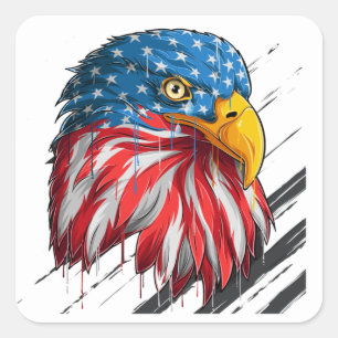 Bald Eagle Bird USA Flag Symbol Quadratischer Aufkleber