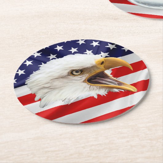 Bald Eagle charmantes patriotisches Geschenk Runder Pappuntersetzer (Angewinkelt)