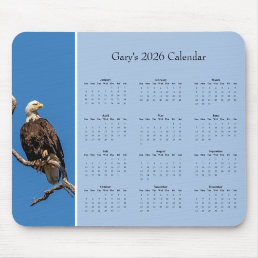 Bald Eagle: Customize full year 2026 calendar Mousepad (Vorne)