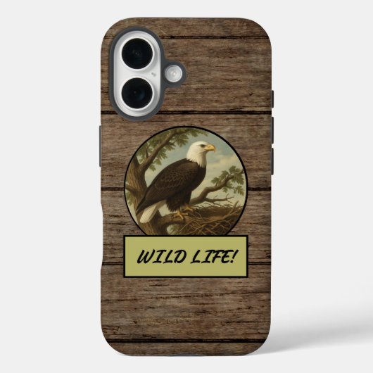 Bald Eagle Dark Wood Grain Case-Mate iPhone Case (Rückseite)