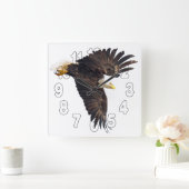 Bald Eagle Dive Quadratische Wanduhr (Zuhause)