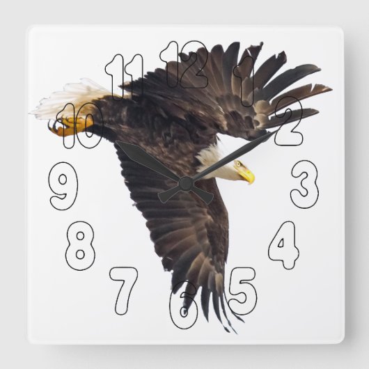 Bald Eagle Dive Quadratische Wanduhr (Vorderseite)