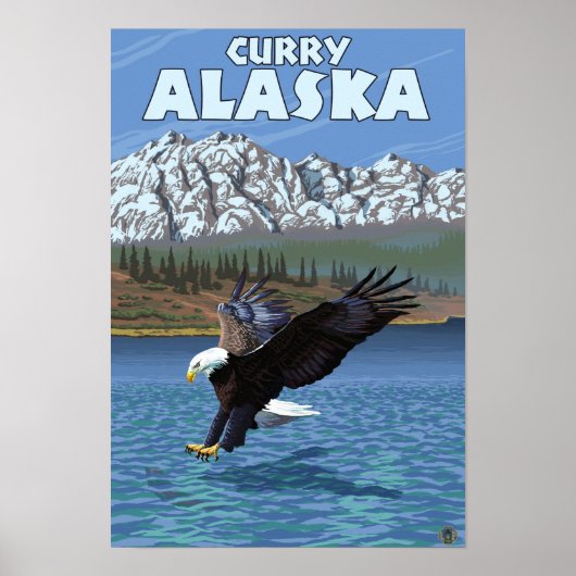 Bald Eagle Diving - Curry, Alaska Poster (Vorne)