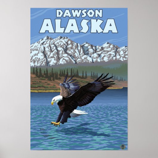 Bald Eagle Diving - Dawson, Alaska Poster (Vorne)