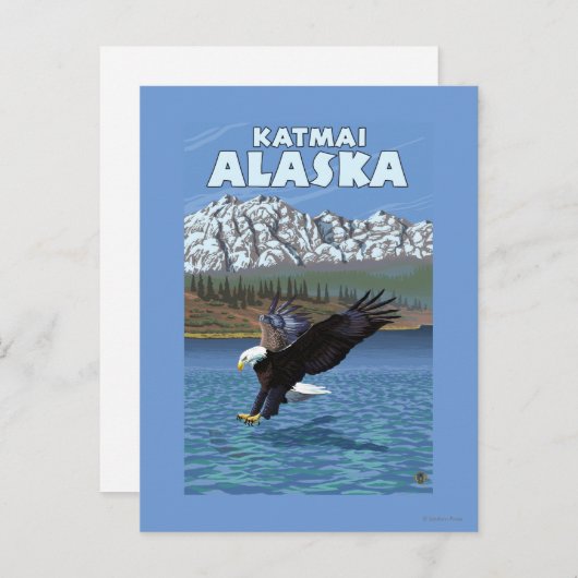 Bald Eagle Diving - Katmai, Alaska Postkarte (Vorne/Hinten)