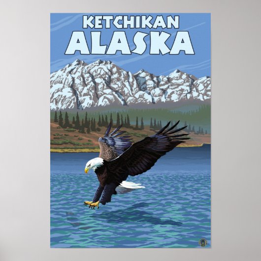 Bald Eagle Diving - Ketchikan, Alaska Poster (Vorne)