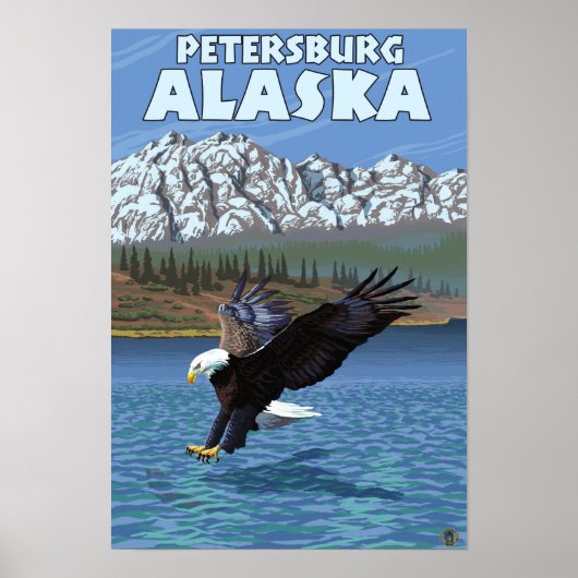 Bald Eagle Diving - Petersburg, Alaska Poster (Vorne)