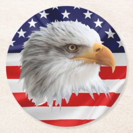 Bald Eagle einzigartiges patriotisches Geschenk Runder Pappuntersetzer