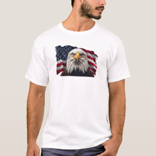 Bald Eagle Face mit amerikanischer Flagge T-Shirt