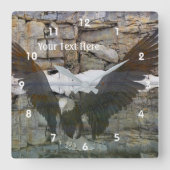 Bald Eagle Fantasy Art Quadratische Wanduhr (Vorderseite)