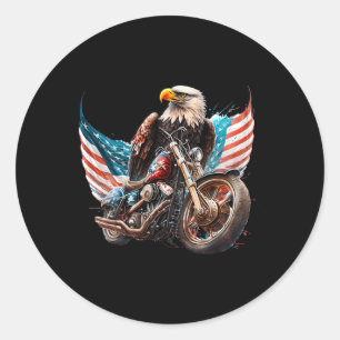 Bald Eagle Fathers Day Motorrad Usaflag 4. Juli Runder Aufkleber