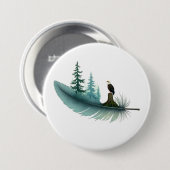 Bald Eagle Feather and Trees Button (Vorne & Hinten)