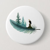 Bald Eagle Feather and Trees Button (Vorderseite)