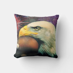 Bald Eagle Fireworks Throw Kissen