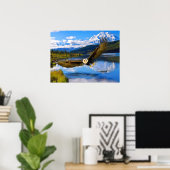 Bald Eagle Fishing Denali 24" x 18" Archivpapier Poster (Heimbüro)