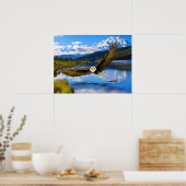 Bald Eagle Fishing Denali 24" x 18" Archivpapier Poster (Küche)