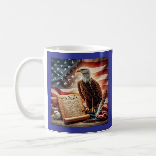 Bald Eagle, Flag der Staaten und Verfassung Kaffeetasse (Links)