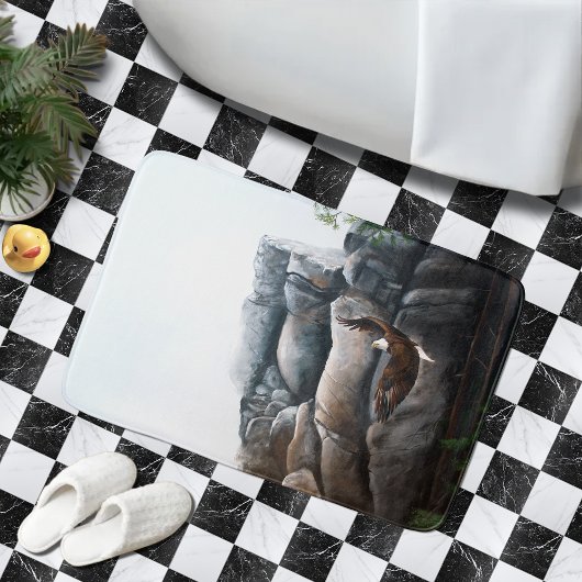 Bald Eagle Flight Rocks Badematte