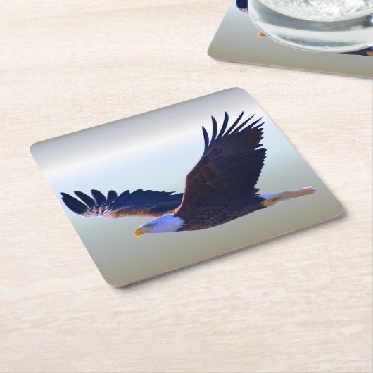 Bald Eagle Flying Rechteckiger Pappuntersetzer (angewinkelt)