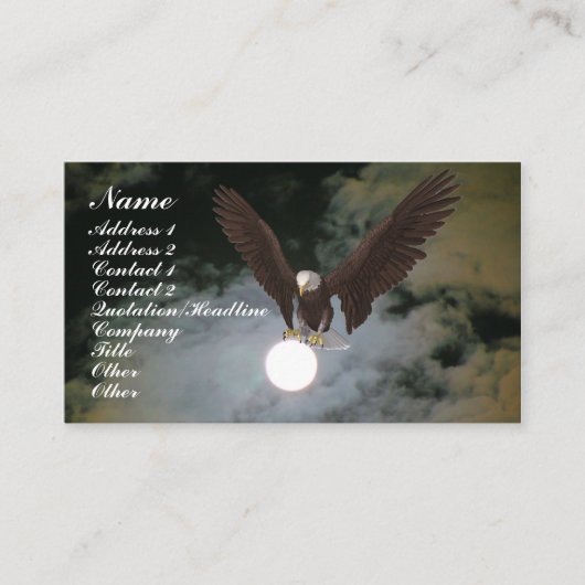 Bald Eagle Full Moon Fantasy Business Card Visitenkarte (Vorderseite)