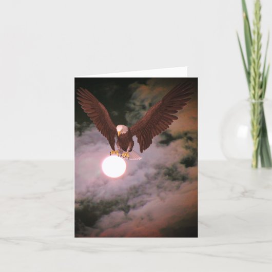 Bald Eagle Full Moon Fantasy Note Karte (Vorderseite)