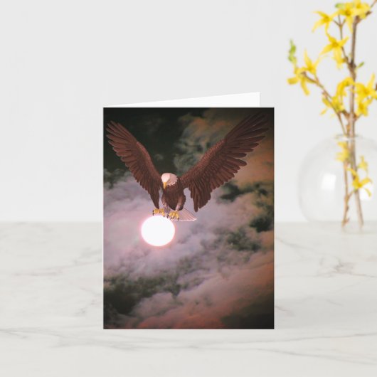Bald Eagle Full Moon Fantasy Note Karte (Gelbe Blume)