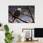 Bald Eagle Full Moon Majestic Eagles Poster (Heimbüro)