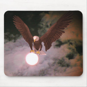 Bald Eagle Full Moon Night Sky Fantasy Mousepad
