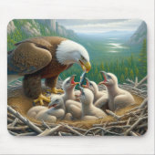 Bald Eagle Fütternd Eaglets Mousepad (Vorne)