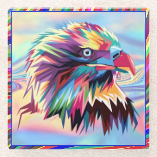 Bald Eagle Geometric Prismatic Design-80590 Glasuntersetzer (Vorderseite)