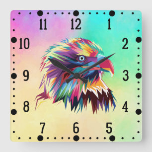 Bald Eagle Geometric Prismatic Design-80590 Quadratische Wanduhr