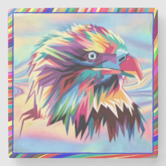 Bald Eagle Geometric Prismatic Design-80590 Steinuntersetzer (Vorderseite)