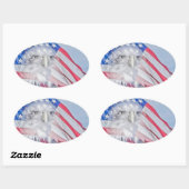 Bald Eagle Head & American Flag Ovaler Aufkleber (Blatt)