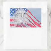 Bald Eagle Head & American Flag Rechteckiger Aufkleber (Tasche)