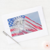 Bald Eagle Head & American Flag Rechteckiger Aufkleber (Umschlag)