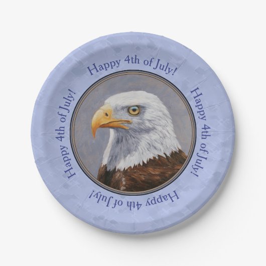 Bald Eagle Head Blue Pappteller (Vorderseite)