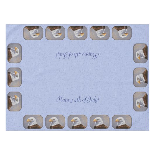 Bald Eagle Head Blue Tischdecke (Vorderseite (Horizontal))