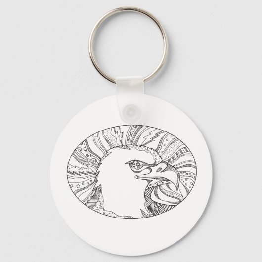 Bald Eagle Head Doodle Art Schlüsselanhänger (Vorderseite)