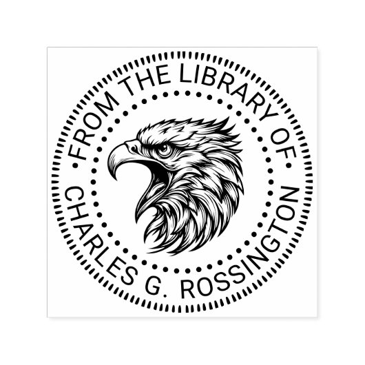 Bald Eagle Head mit offenem Beak Library Book Name Permastempel (Design)