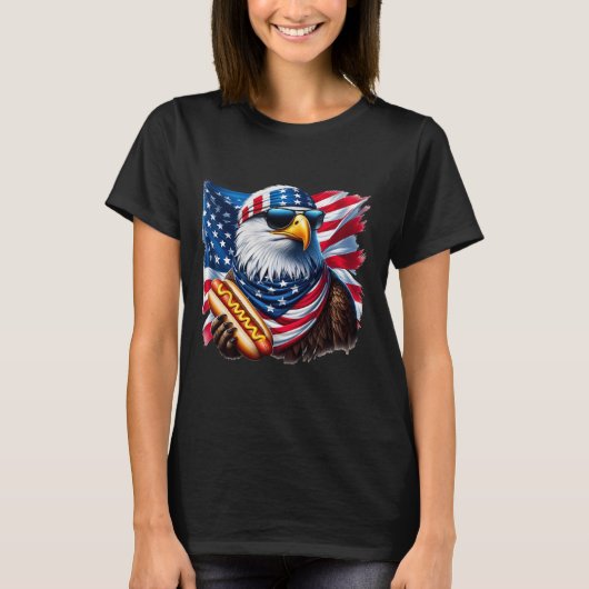 Bald Eagle Hotdog Funny American Patriotic 4th Of  T-Shirt (Vorderseite)