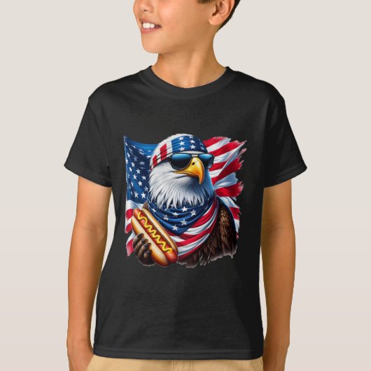Bald Eagle Hotdog Funny American Patriotic 4th Of T-Shirt (Vorderseite)